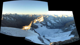 Itinéraire de montée et panorama sur toute la montagne.